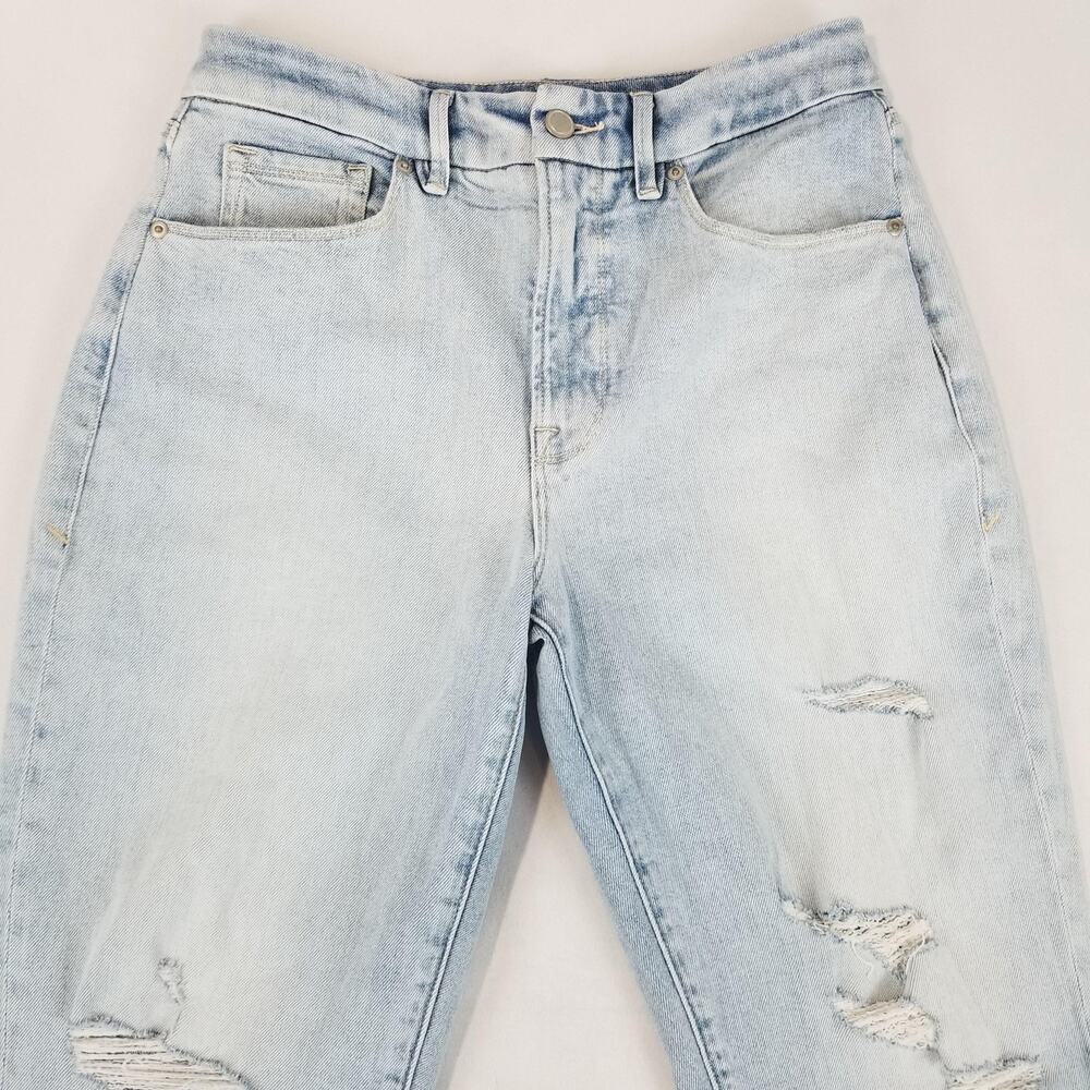 Good American Jeans Womens 4/27 The Weekender High Rise Slim Straight Distressed - Picture 5 of 11